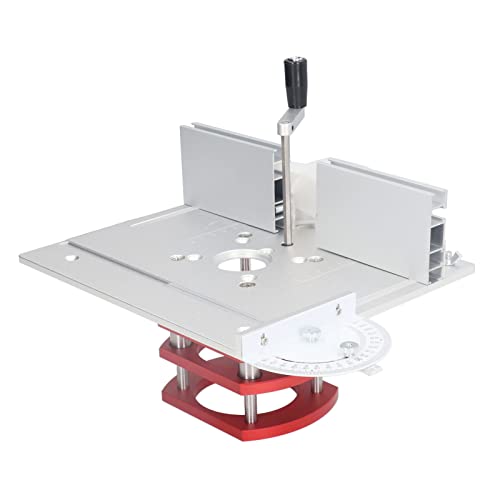 Router-Lift-Kit, Router-Lift mit Oberplatte, Router-Hebebasis, Holzbearbeitung, Schlitzen, Trimmen, Anfasen, Tischplatte, Aluminiumlegierung (Silber) von AMONIDA