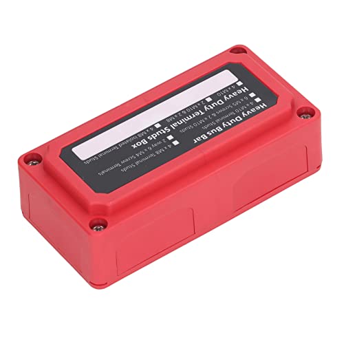 Terminal Stud Box, 6 Gang Heavy Duty mit Abnehmbarem Fensterdesign Sammelschienenbox DC48V 300A Flammhemmend für Autos und Wohnmobile (Rot) von AMONIDA