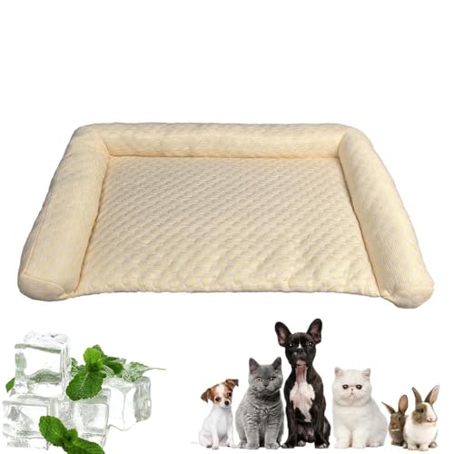 AMOUSDRDR Kühlmatte für Hunde, multifunktionale Haustier-Kühlmatte, Sommer-Eisseide, Haustier-Kühlmatten für Katzen, Hunde, tragbar, waschbar, Sommer-Hundebett (Gelb, L) von AMOUSDRDR