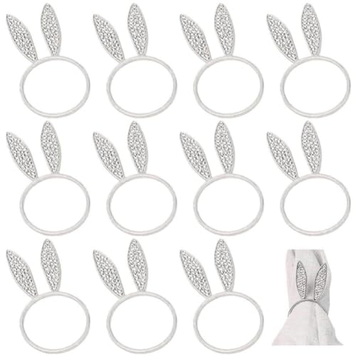 AMOYER 12pcs Ostern Hase Serviettenringe Serviettenhalter Hasenohr Dach -Serviette Für Frühling Ostern Party Esstisch Dekoration von AMOYER
