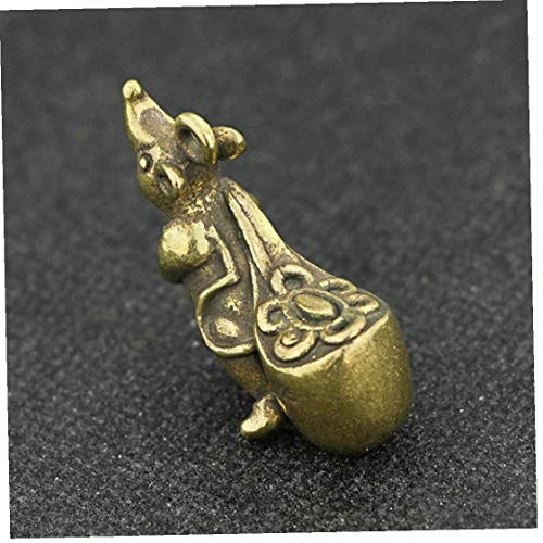 AMOYER Messing Maus Ornament Weinlese-kleine Statue Tier Ratte Glück Geldsack Amulett Geschenk Schreibtisch Crafts von AMOYER