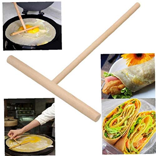 AMOYER Practial T-Form-Crepe Maker Pfannkuchenteig Holz Spreader Stick Home Küchenwerkzeug von AMOYER