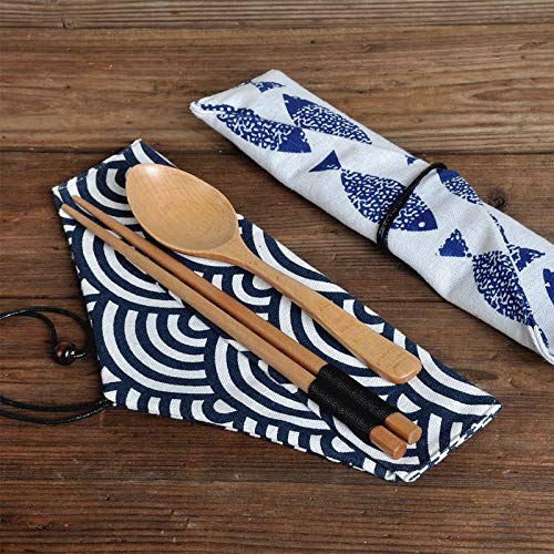 AMOYER Tragbare japanische Art Geschirr Taschen Triangle Bag Chopstick Löffel Besteck Aufbewahrungstasche Bestecktasche Chopstick Set von AMOYER