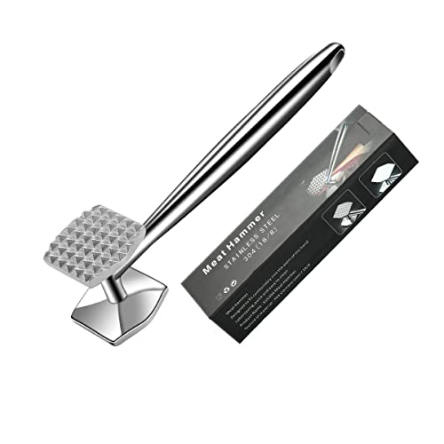 AMOZO Fleischhämmer-Fleischklopfer Edelstahl Spülmaschinenfest-Doppelseitig Schnitzelklopfer für Schnitzel, Koteletts, Steaks– Meat Tenderiser Stainless Steel von AMOZO