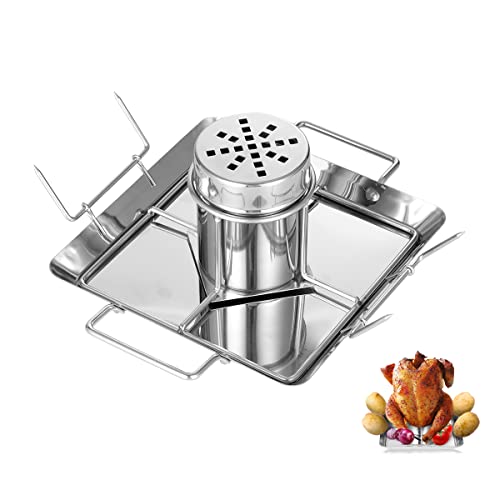 AMOZO Hähnchenbräter - Edelstahl Hähnchenhalter - Bierdose für Hähnchengrill - Grillzubehör für Barbecue, für Grill im Freien, Ofen - BBQ Accessoire mit 4 Gemüsespießen (KJJ-0001) von AMOZO