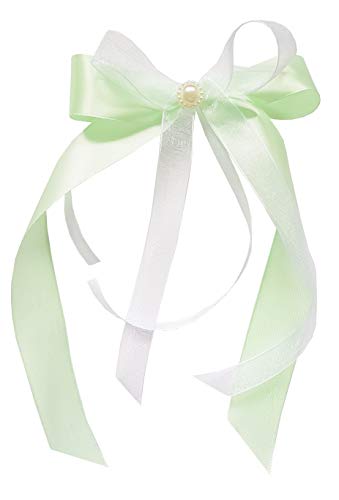 20 Stück Dekoschleifen Antennenschleifen Autoschleifen Hochzeitsdekoration Auto Car Wedding (Grün - weiß mit Perle) von AMP