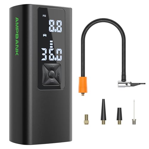AMPBANK Reifenfüller tragbar, AT003 Luftkompressor für Autoreifen, Reifenfüller 150PSI mit 6000mAh Akku, Druckmesser und LED-Bildschirm, Auto-Luftpumpe für Auto, Motorrad, Fahrrad, Ball AMPBANK Reifenfüller tragbar, AT003 Luftkompressor für Autoreifen, Reifenfüller 150PSI mit 6000mAh Akku, Druckmesser und LED-Bildschirm, Auto-Luftpumpe für Auto, Motorrad, Fahrrad, Ball von AMPBANK