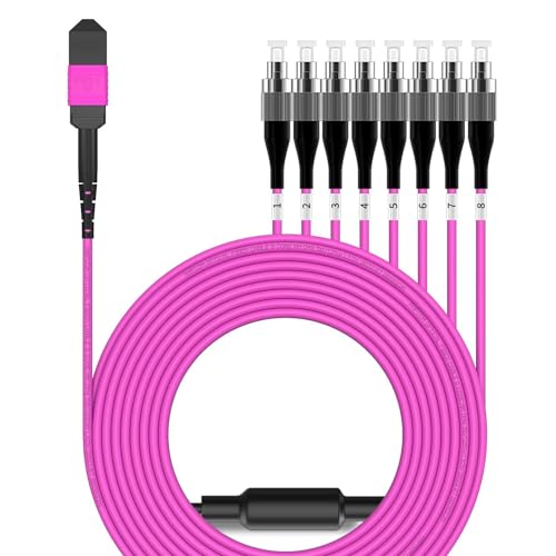 AMPCOM MPO zu FC Breakout-Kabel 50/125μm Multimode OM4 (8 Fasern, MPO zu FC, Typ B, LSZH/Riser, UPC, Magenta) 5m (16ft) von AMPCOM