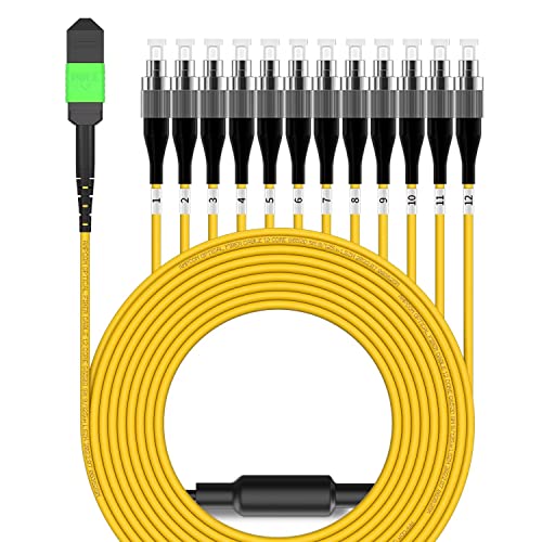 AMPCOM MPO zu FC Breakout-Kabel 9/125μm Singlemode OS1/OS2 (12 Fasern, MPO zu FC, Typ B, LSZH/Riser, UPC, Gelb) 2m von AMPCOM