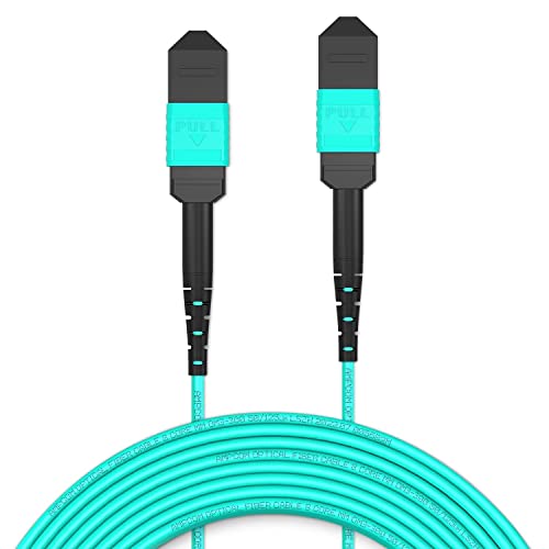 AMPCOM MPO zu MPO Trunk-Kabel 50/125μm Multimode OM3-300 (12 Fasern, MPO zu MPO Female, Typ B, LSZH/Riser, UPC, Aqua) 50m von AMPCOM
