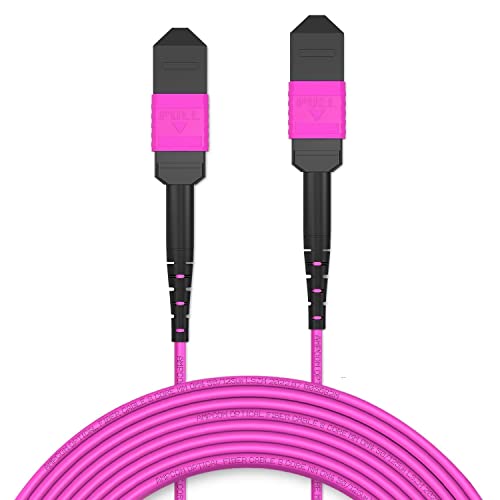 AMPCOM MPO zu MPO Trunk-Kabel 50/125μm Multimode OM4 (12 Fasern, MPO zu MPO Female, Typ B, LSZH/Riser, UPC, Magenta) 1m von AMPCOM