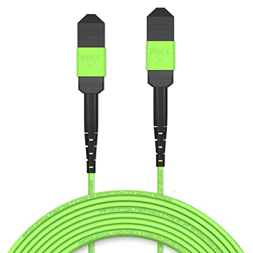 AMPCOM MPO zu MPO Trunk-Kabel 50/125μm Multimode OM5 (12 Fasern, MPO zu MPO Female, Typ B, LSZH/Riser, UPC, Lime Green) 10m von AMPCOM