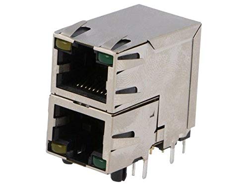 RJSAE-5381-02 Buchse RJ45 Kat: 5 abgeschirmt,doppelt,mit LED System: 8p8c AMPHEN von Amphenol