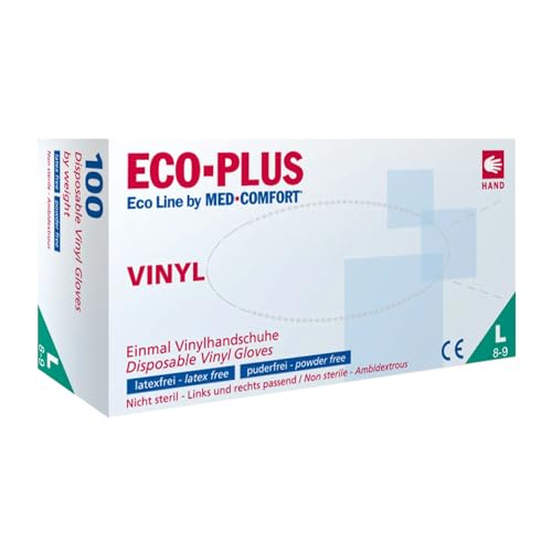 AMPRI Vinylhandschuhe, weiß, Größe L, puderfrei, Eco-Plus: Vinyl Einweghandschuhe & Schutzhandschuhe als PSA kaufen. von AMPRI