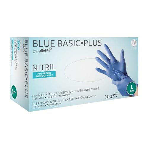 BLUE BASIC-PLUS Nitril-Einweghandschuhe Blue-Basic - Größe: S von AMPRI
