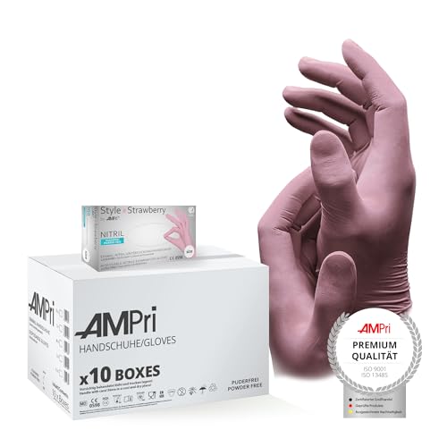 AMPri Nitrilhandschuhe, rosa, 10 Box a 100 Stk, Größe M, puderfrei, Style Strawberry by Med-Comfort: Nitril Einmalhandschuhe, Einweghandschuhe in den Größen XS, S, M, L, XL AMPri Nitrilhandschuhe, rosa, 10 Box a 100 Stk, Größe M, puderfrei, Style Strawberry by Med-Comfort: Nitril Einmalhandschuhe, Einweghandschuhe in den Größen XS, S, M, L, XL von AMPri
