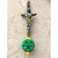 Decke Ventilator/Lampe Kugelkette Perlen Quaste - African Lady Grün Gelb Schwarz von AMRDesignsCo