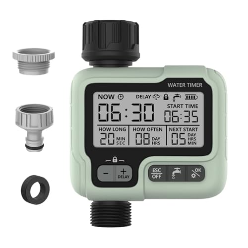 AMRTTWY Bewässerungssteuerung. Intelligenter Garten-Bewässerungstimer/Automatisches Bewässerungssystem/LCD-Display/360°-Anschluss/Tropftimer for den Außenbereich/IPX5 wasserdicht Wassertimer von AMRTTWY