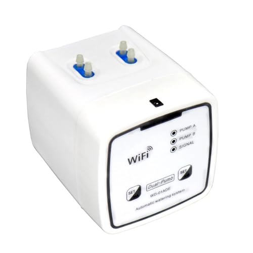 AMRTTWY Bewässerungssteuerung. WiFi Intelligentes Bewässerungsgerät Doppelpumpe Zeitgesteuertes automatisches Tropfbewässerungssystem Controller for Gartenterrasse Wassertimer(15 Pots) von AMRTTWY