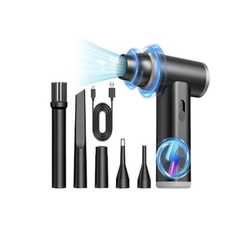 AMRTTWY Tragbarer Luftstaubgebläse. 2 STÜCKE LED-Anzei Bürstenloser Jet-Fan Elektrischer Luftsaur Mini-Fan Entfernung Jet-Trockenbläse Handheld-Kompression .Mini Staubgebläse(Black 3) von AMRTTWY