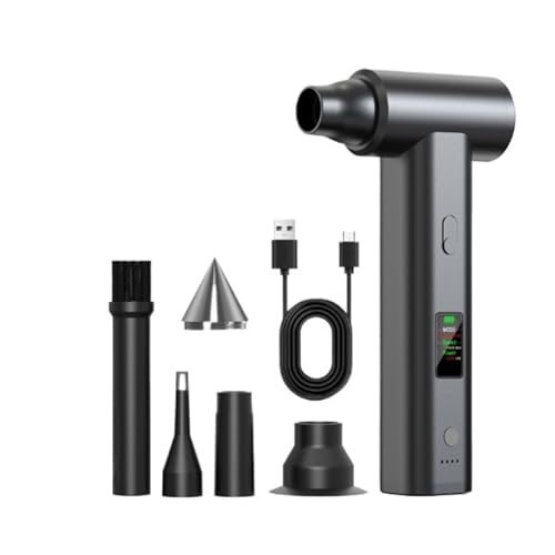 AMRTTWY Tragbarer Luftstaubgebläse. 2 STÜCKE LED-Anzei Bürstenloser Jet-Fan Elektrischer Luftsaur Mini-Fan Entfernung Jet-Trockenbläse Handheld-Kompression .Mini Staubgebläse(Black 5) von AMRTTWY
