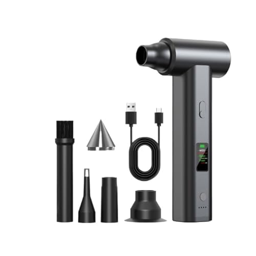 AMRTTWY Tragbarer Luftstaubgebläse. 2 STÜCKE LED-Anzei Bürstenloser Jet-Fan Elektrischer Luftsaur Mini-Fan Entfernung Jet-Trockenbläse Handheld-Kompression .Mini Staubgebläse(Black 5) von AMRTTWY