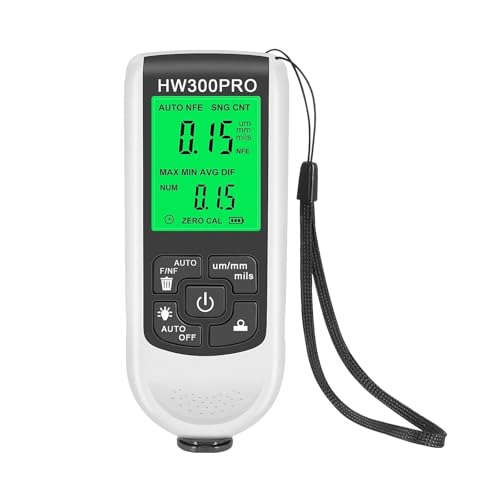 Digitales Dickenmessgerät, HW-300PRO Autolackdickenmessgerät 0-2000UM Lackdickenmessgerät Manuelles Beschichtungsmessgerät Kfz-Werkzeuge,Industrie(White) von AMRTTWY