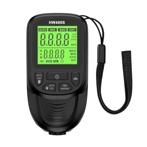 Digitales Dickenmessgerät, HW400S Galvanisieren Metall Beschichtung Dicke Gauge Auto Lack Tester 0-2000um Sonde Auto Lack Beschichtung Dicke Gauge,Industrie(Black) von AMRTTWY