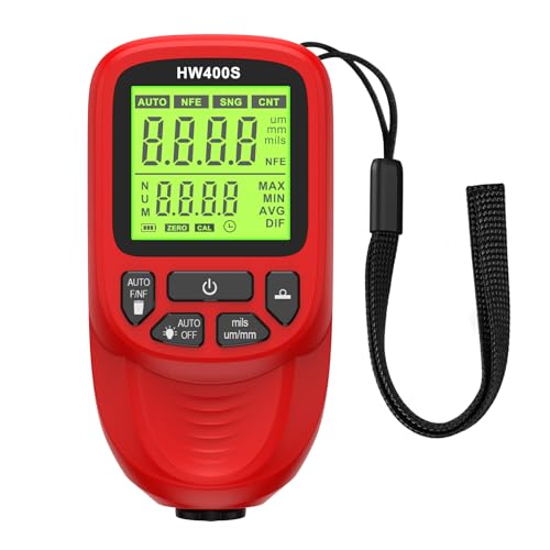 Digitales Dickenmessgerät, HW400S Galvanisieren Metall Beschichtung Dicke Gauge Auto Lack Tester 0-2000um Sonde Auto Lack Beschichtung Dicke Gauge,Industrie(Red) von AMRTTWY