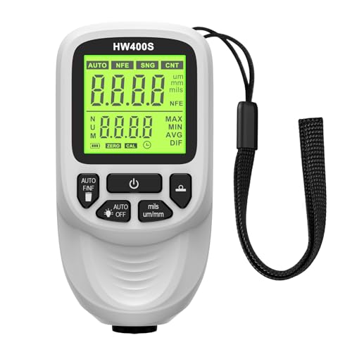 Digitales Dickenmessgerät, HW400S Galvanisieren Metall Beschichtung Dicke Gauge Auto Lack Tester 0-2000um Sonde Auto Lack Beschichtung Dicke Gauge,Industrie(White) von AMRTTWY