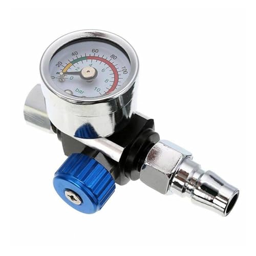 Druckregler. Zubehör For Pneumatische Werkzeuge Sprühfarbe Gun Air Druckregler Manometer Druckregelventil Mit Stecker(Blue) von AMRTTWY