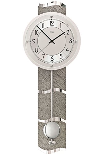 AMS 5216 Wanduhr Funk Funkwanduhr mit Pendel Silbern Pendeluhr mit Stein Optik AMS 5216 Wanduhr Funk Funkwanduhr mit Pendel Silbern Pendeluhr mit Stein Optik von AMS