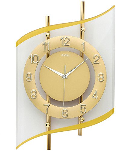AMS 5505 analoge Funk-Wanduhr mit Mineralglas, geschwungen, golden AMS 5505 analoge Funk-Wanduhr mit Mineralglas, geschwungen, golden von AMS