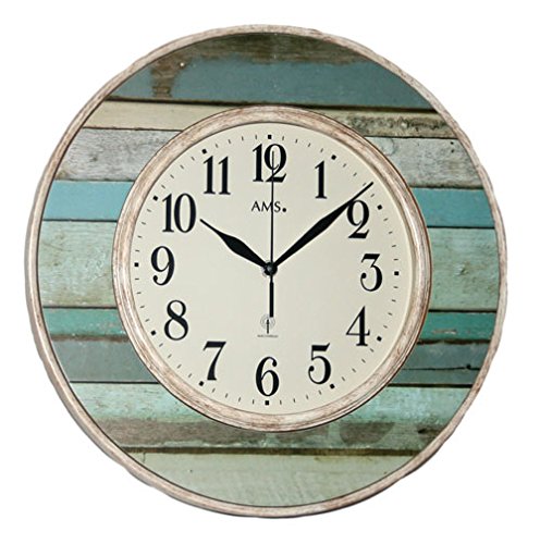 AMS 5615 Funkuhr, Wanduhr, klassisch, Antik-Stil, Vintage-Uhren von AMS