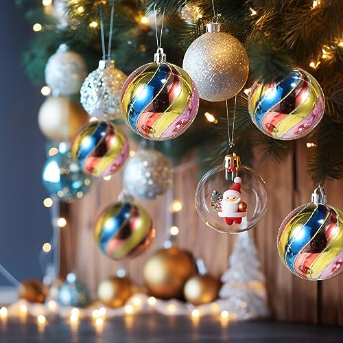 AMS 80 mm Weihnachtsbaumschmuck, bruchsicher, regenbogenfarben, hängende Kugel, Kugeln für Weihnachten, Urlaub, Hochzeit, Party-Dekorationen (Regenbogen, 9 Karat) von AMS