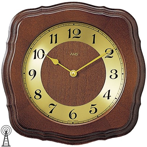 AMS Funk-Wanduhr, Holz, Mehrfarbig, 35 x 35 x 12 cm von AMS