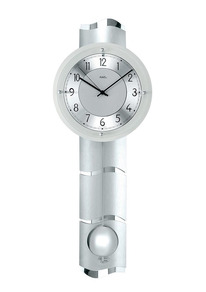 AMS Funk-Pendelwanduhr F5215 (mit diamantgedrehtem Aluminiumzifferblatt) von AMS