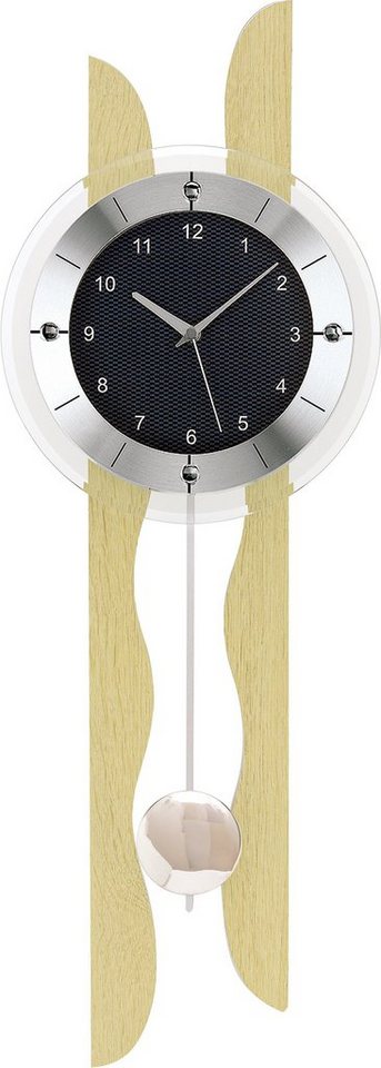 AMS Funk-Pendelwanduhr F5238 (Quarzuhr,Holzgehäuse,Esszimmer,Wohnzimmer) von AMS