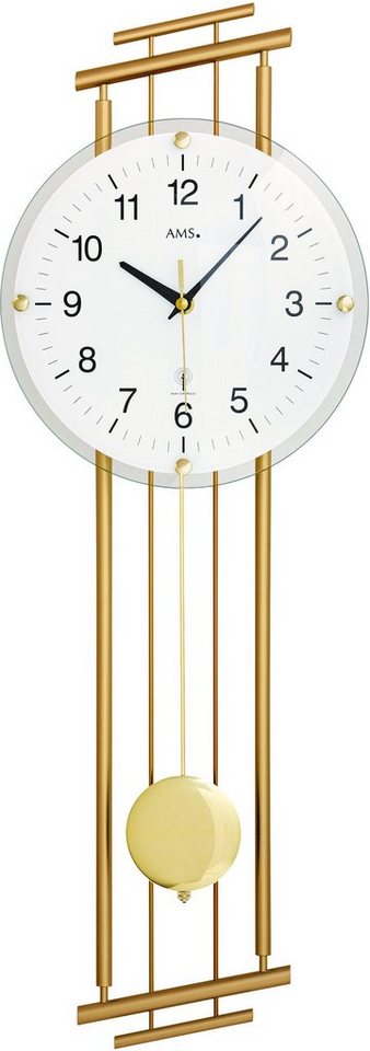 AMS Funk-Pendelwanduhr F5315 (Quarzuhr, Metallgehäuse,Esszimmer,Wohnzimmer) von AMS