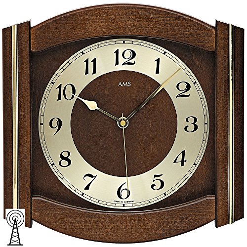 AMS Funk-Wanduhr, Holz, Mehrfarbig, 35 x 35 x 12 cm von AMS