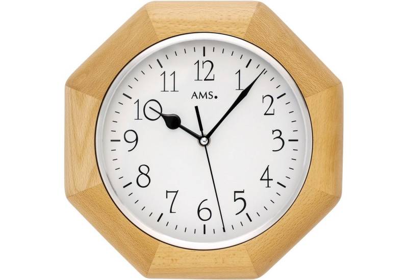 AMS Funkwanduhr F5512/18 (Quarz,Holz,Buche,Wohnzimmer,Esszimmer,Küche,Arbeitszimmer,Büro,Flur) von AMS