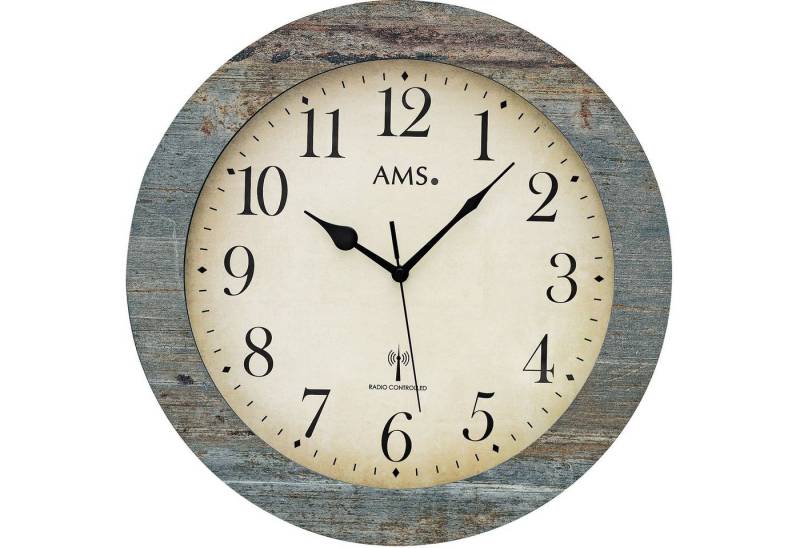 AMS Funkwanduhr F5562 (Made in Germany,Quarz,Holz,Wohnzimmer,Küche,Arbeitszimmer, Flur) von AMS