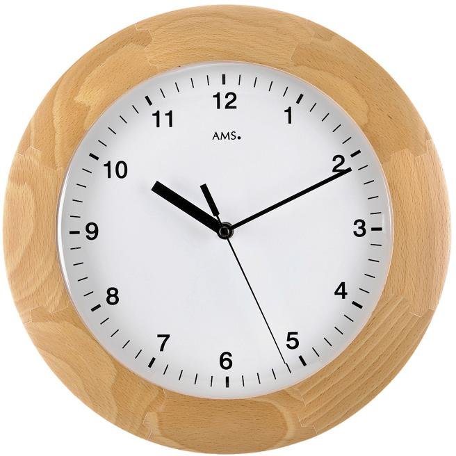 AMS Funkwanduhr F5904/18 (Quarz,Holz,Buche,Wohnzimmer,Esszimmer,Küche,Arbeitszimmer,Büro,Flur) von AMS