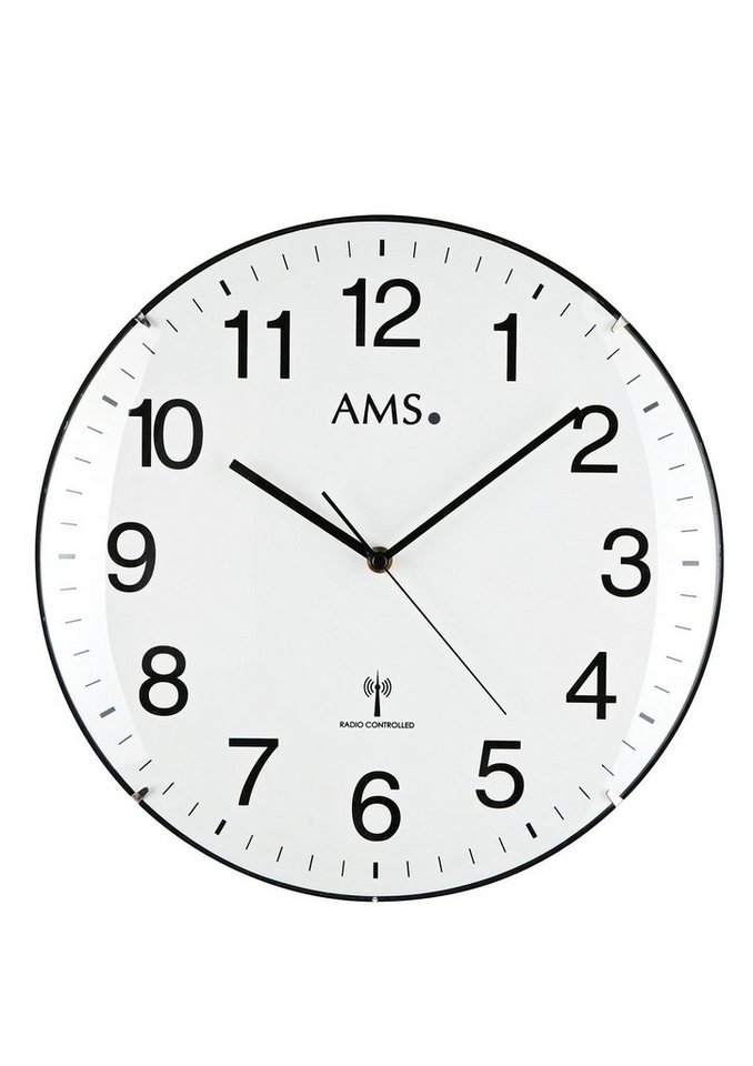 AMS Funkwanduhr F5960 (Quarzuhr, Kunststoff, Ø 32 cm, gute Ablesbarkeit, Wohnzimmer, Küche) von AMS