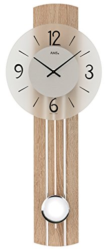 AMS Moderne Wanduhr mit Quartzwerk, batteriebetrieben Quartz-Pendeluhr 60cm- 7274 von AMS