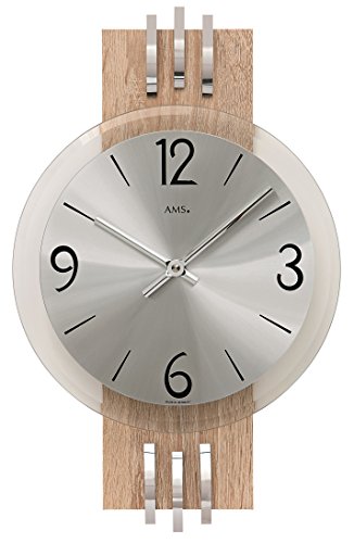 AMS Moderne Wanduhr mit Quartzwerk, batteriebetrieben Quartz-Wanduhr 38cm- 9228 von AMS