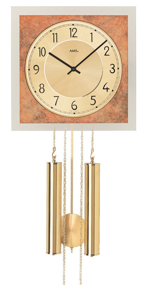 AMS Pendelwanduhr Mechanische Wanduhr mit Gewichten und Pendel H343 von AMS