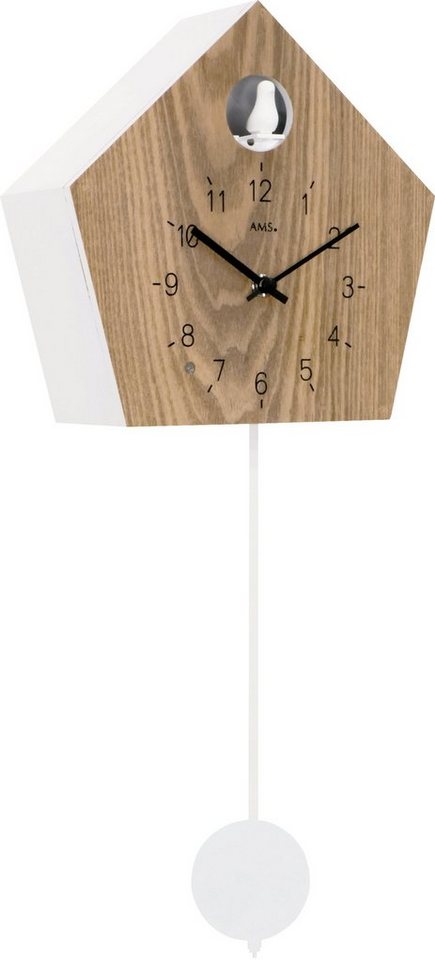 AMS Pendelwanduhr W7399 (Quarzuhr,Holzgehäuse,Esszimmer,Wohnzimmer) von AMS