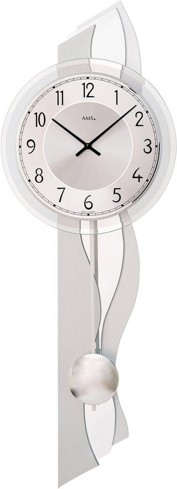 AMS Pendelwanduhr W7476 (Quarzuhr,Holzgehäuse,Esszimmer,Wohnzimmer,Made in Germany) von AMS