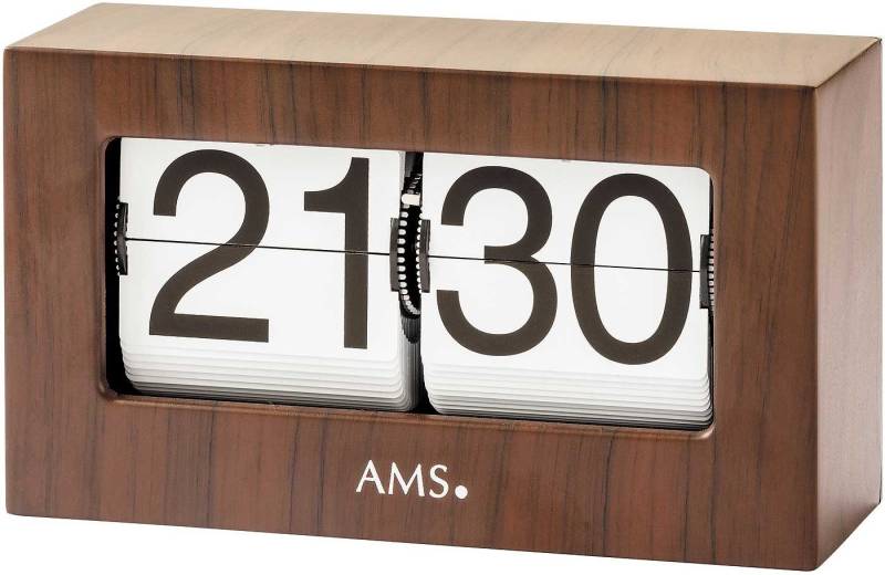 AMS Tischuhr Tischuhr modern Metallgehäuse mit Nussbaumdekor - AMS Modell: 1177 von AMS
